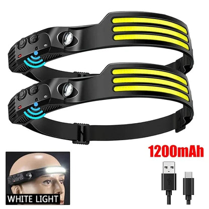 Rechargeable COB LED Headlamp, Motion Sensor, 3 Lighting Modes, IPX4 Water Resistant, USB-C Camping Flashlight - product view 3