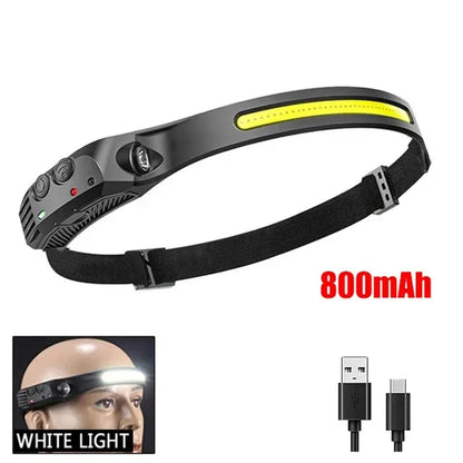 Rechargeable COB LED Headlamp, Motion Sensor, 3 Lighting Modes, IPX4 Water Resistant, USB-C Camping Flashlight - product view 4