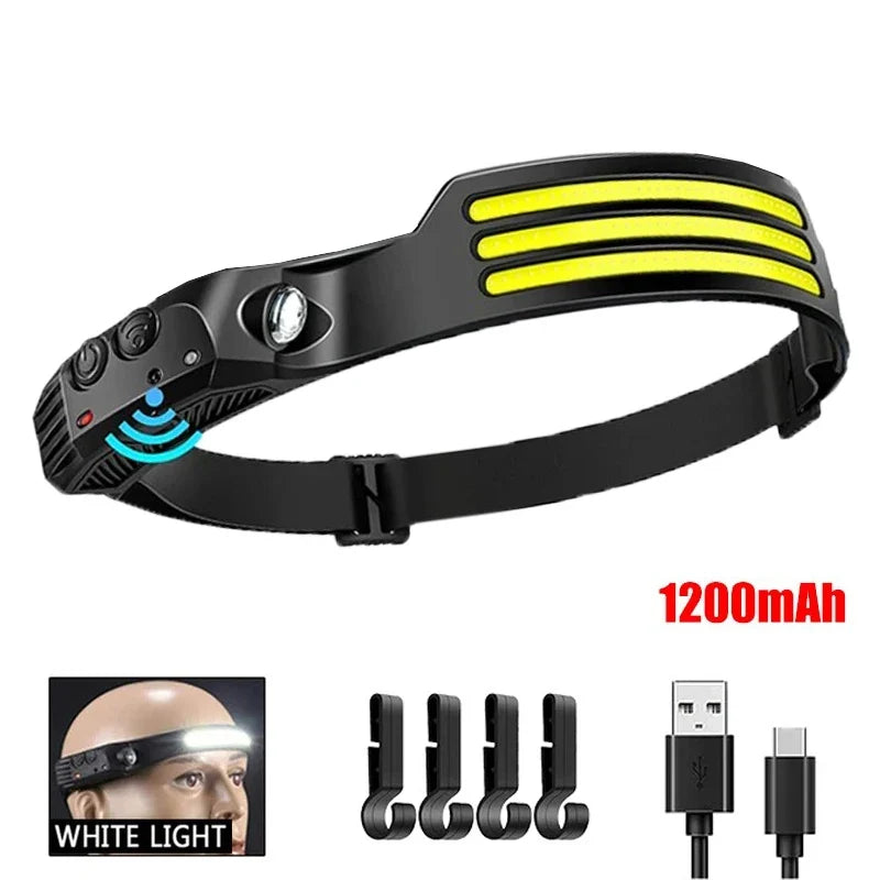 Rechargeable COB LED Headlamp, Motion Sensor, 3 Lighting Modes, IPX4 Water Resistant, USB-C Camping Flashlight - product view 5