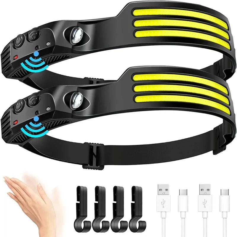 Rechargeable COB LED Headlamp, Motion Sensor, 3 Lighting Modes, IPX4 Water Resistant, USB-C Camping Flashlight - product view 6