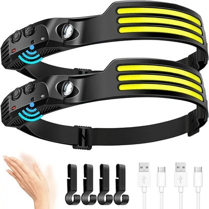 Rechargeable COB LED Headlamp, Motion Sensor, 3 Lighting Modes, IPX4 Water Resistant, USB-C Camping Flashlight - product view 6