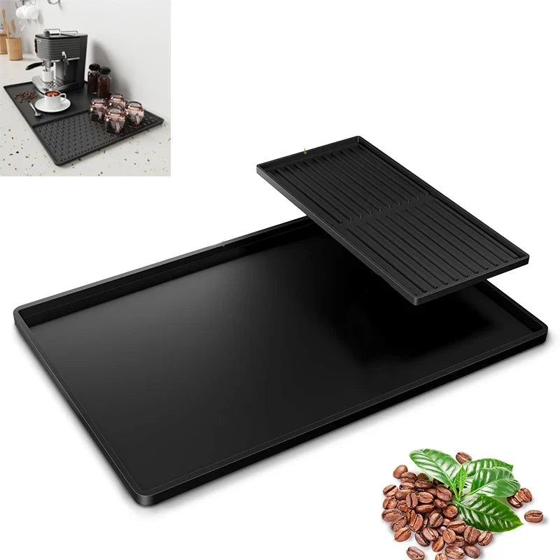 2-in-1 Silicone Coffee Machine Mat, Drain Tray and Insulation Pad, 60 x 40 cm, Light Gray or Black - product view 3