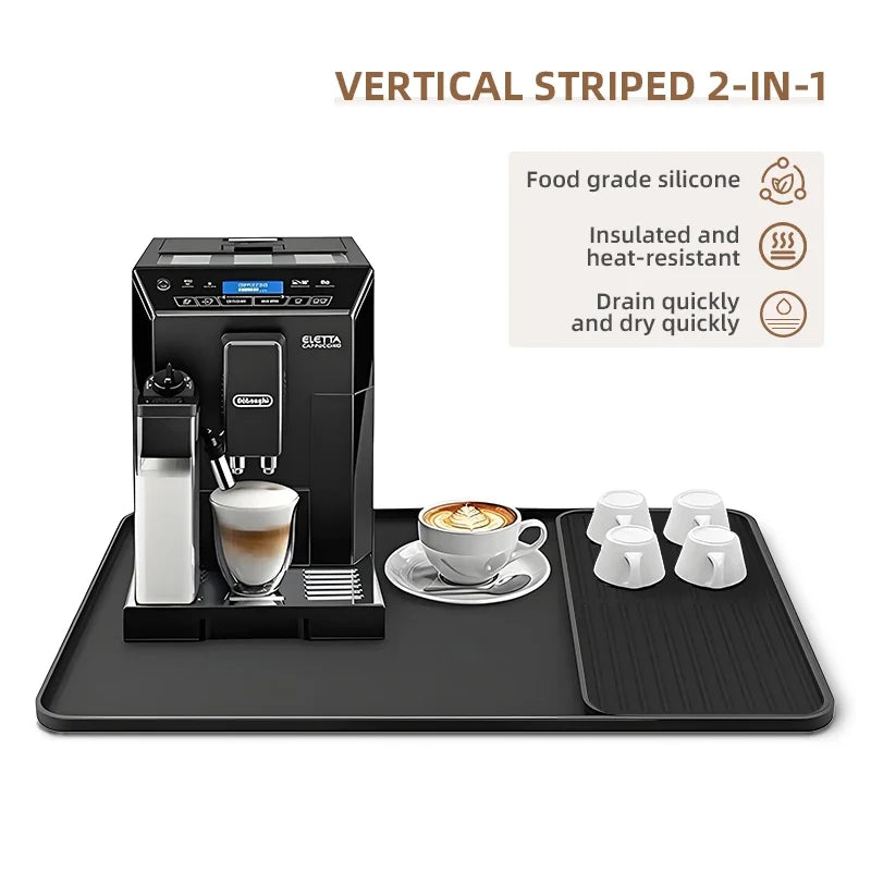 2-in-1 Silicone Coffee Machine Mat, Drain Tray and Insulation Pad, 60 x 40 cm, Light Gray or Black - product view 4
