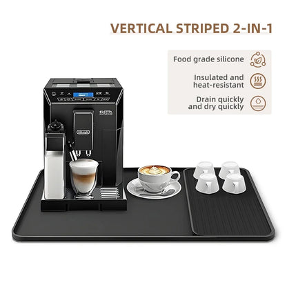 2-in-1 Silicone Coffee Machine Mat, Drain Tray and Insulation Pad, 60 x 40 cm, Light Gray or Black - product view 4