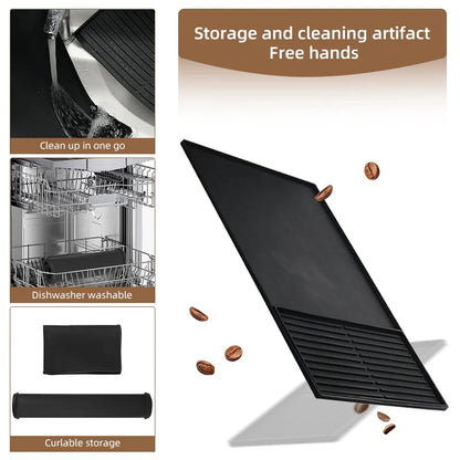 2-in-1 Silicone Coffee Machine Mat, Drain Tray and Insulation Pad, 60 x 40 cm, Light Gray or Black - product view 5