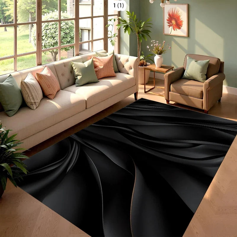 Modern Geometric Area Rug, Machine-Made 100% Polyester Rectangle with PP Backing in 4 Sizes - product view 1
