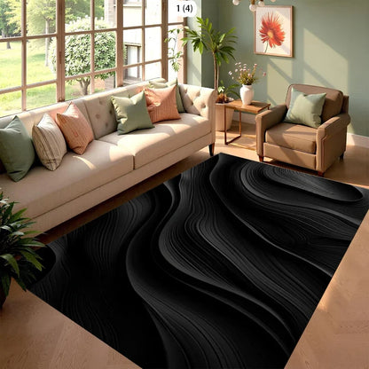Modern Geometric Area Rug, Machine-Made 100% Polyester Rectangle with PP Backing in 4 Sizes - product view 3