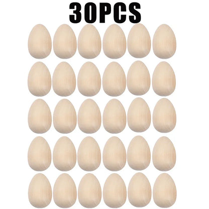 Unfinished Wooden Easter Eggs, 6 × 4 cm DIY Painting Craft, 1 to 50 Pieces for Holiday Décor and Activities - product view 4
