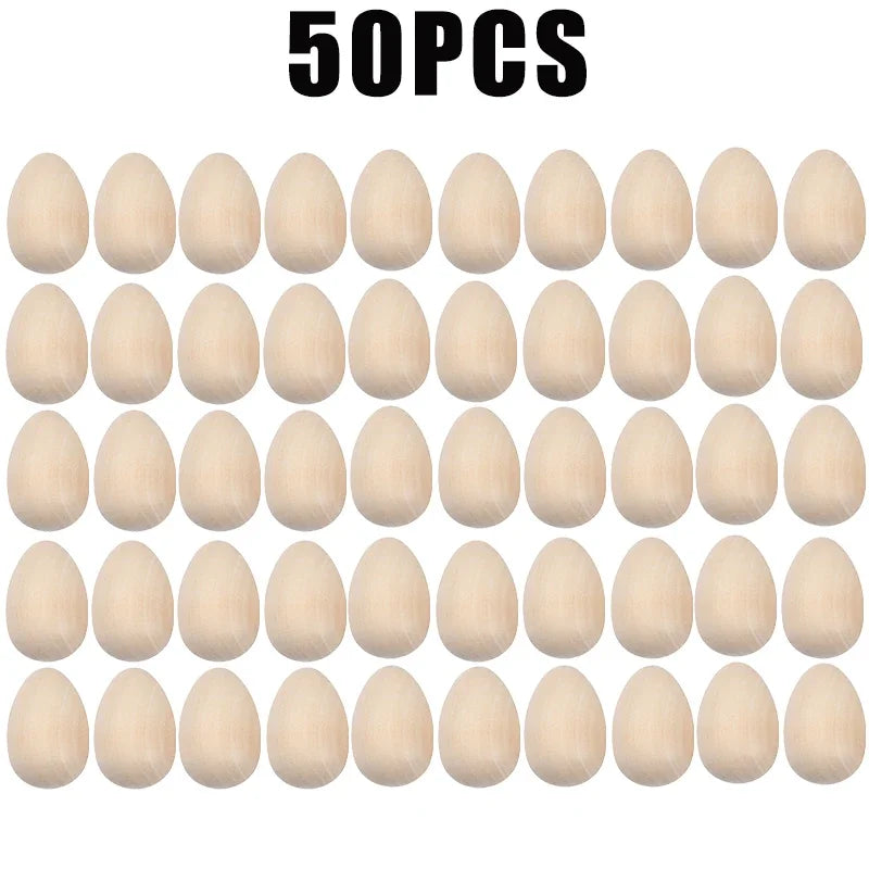 Unfinished Wooden Easter Eggs, 6 × 4 cm DIY Painting Craft, 1 to 50 Pieces for Holiday Décor and Activities - product view 5