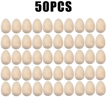 Unfinished Wooden Easter Eggs, 6 × 4 cm DIY Painting Craft, 1 to 50 Pieces for Holiday Décor and Activities - product view 5