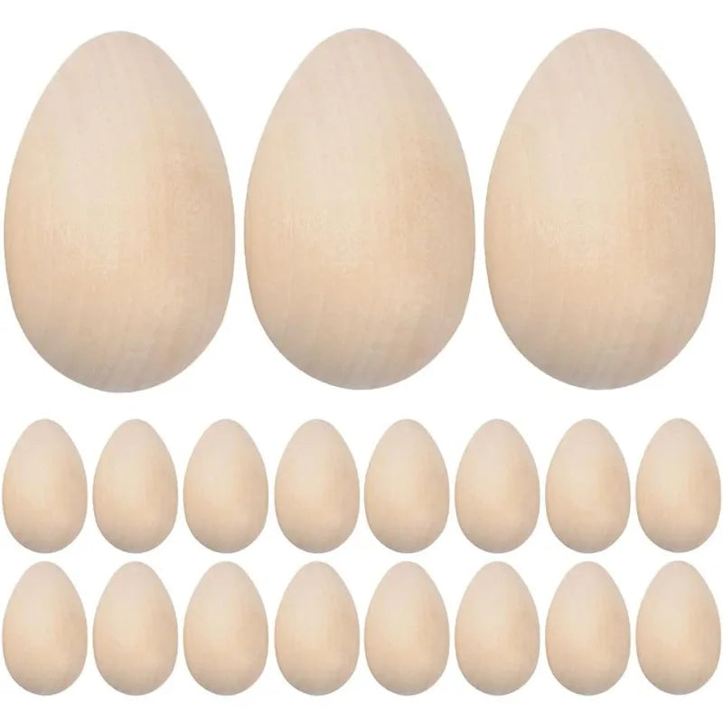 Unfinished Wooden Easter Eggs, 6 × 4 cm DIY Painting Craft, 1 to 50 Pieces for Holiday Décor and Activities - product view 6