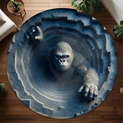 Round Polyester Gorilla Hole Rug, Soft Non-Slip Cartoon Floor Mat, Machine-Made Modern Home Decor, 40, 80 or 120 cm - product view 2
