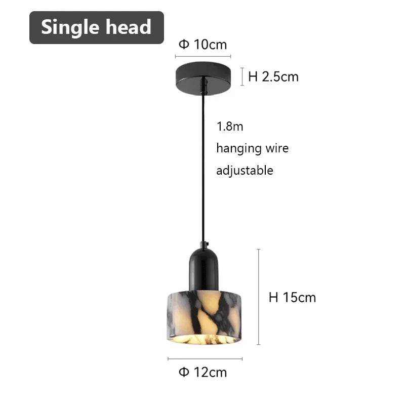 Natural Stone Pendant Light, E27 AC Ceiling Lamp, Warm White, 12 × 15 cm, Modern Hanging Bedside Fixture - product view 1
