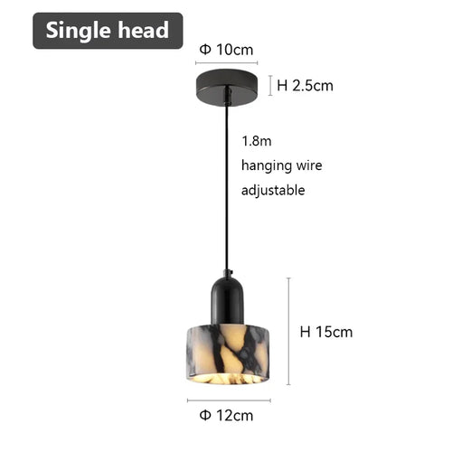 Natural Stone Pendant Light, E27 AC Ceiling Lamp, Warm White, 12 × 15 cm, Modern Hanging Bedside Fixture - product view 1