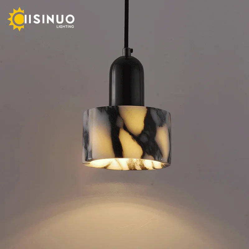 Natural Stone Pendant Light, E27 AC Ceiling Lamp, Warm White, 12 × 15 cm, Modern Hanging Bedside Fixture - product view 2