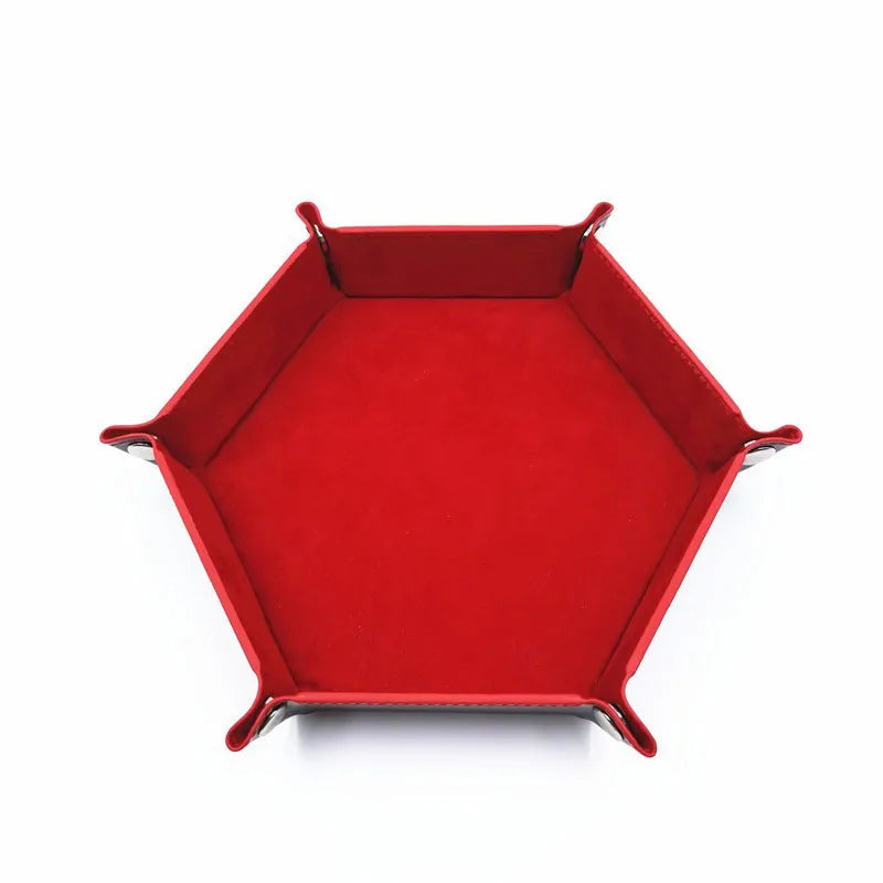 Hexagonal Leather Dice Tray, Foldable Polygon Storage Box for Jewelry, Game Pieces and Desktop Display - product view 4