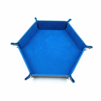 Hexagonal Leather Dice Tray, Foldable Polygon Storage Box for Jewelry, Game Pieces and Desktop Display - product view 5