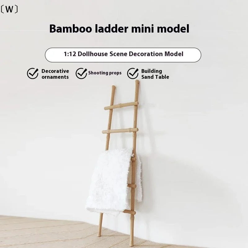 Miniature Decorative Ladder, 1:12 Scale Resin Ornament, 15 cm Tall, 3.2–4.4 cm Wide for Dollhouses and Micro Landscapes - product view 3