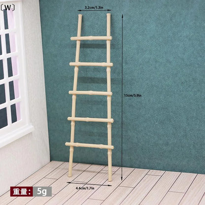Miniature Decorative Ladder, 1:12 Scale Resin Ornament, 15 cm Tall, 3.2–4.4 cm Wide for Dollhouses and Micro Landscapes - product view 4