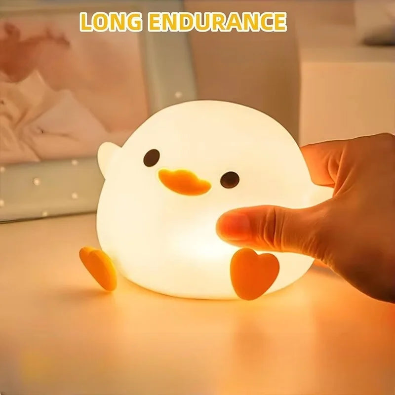 Rechargeable Duck Night Light, Silicone-Style Animal Design, Tap Brightness Control, USB Portable Indoor Accent Lamp - product view 5
