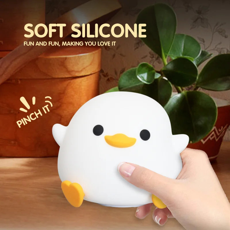 Rechargeable Duck Night Light, Silicone-Style Animal Design, Tap Brightness Control, USB Portable Indoor Accent Lamp - product view 6