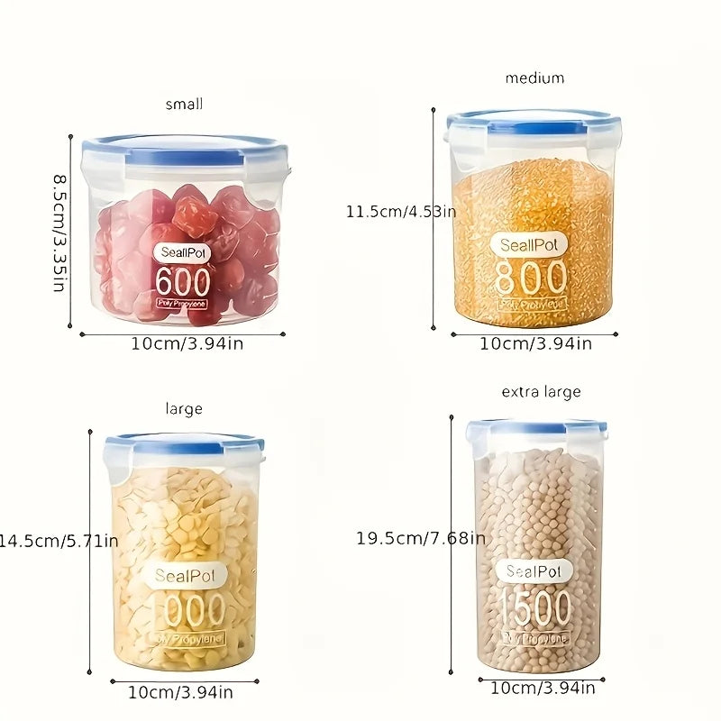 4-Piece Kitchen Canister Set, Sealed Plastic Storage Jars in Multiple Sizes for Pantry and Refrigerator - product view 1