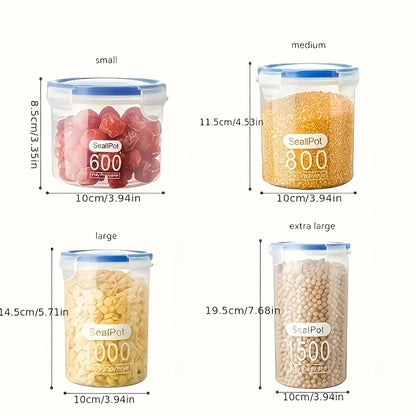 4-Piece Kitchen Canister Set, Sealed Plastic Storage Jars in Multiple Sizes for Pantry and Refrigerator - product view 1