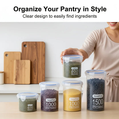 4-Piece Kitchen Canister Set, Sealed Plastic Storage Jars in Multiple Sizes for Pantry and Refrigerator - product view 4