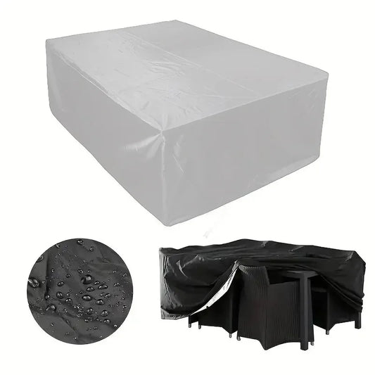Patio Furniture Cover, Waterproof UV-Resistant 210D Oxford Fabric, Secure Pull Cord, Silver or Black, Multiple Sizes - product view 1