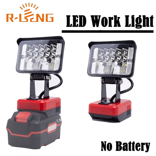 2400LM Rechargeable LED Work Light, Adjustable Head, USB Output, 6200K Cool White, 14.4–20V Battery Compatible - product view 1