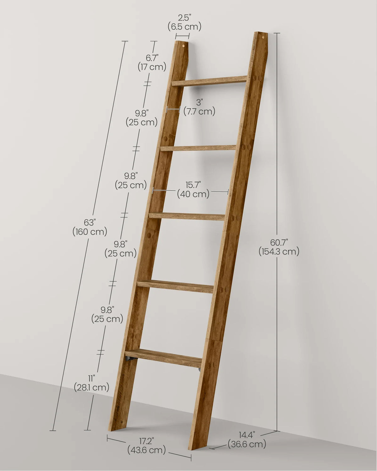 Decorative Blanket Ladder Rack, Rectangular Design, Wall or Floor-Standing Installation for Blankets, Towels and Quilts - product view 2