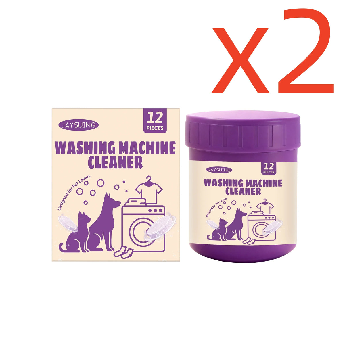 Washing Machine Cleaner Tablets, Odor Removing Descaler, Deep-Cleaning Formula, 12-Tablet Boxes for Laundry Care - product view 1