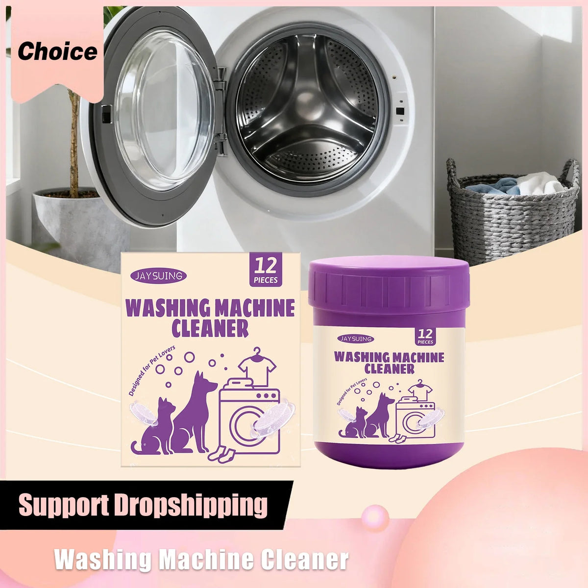 Washing Machine Cleaner Tablets, Odor Removing Descaler, Deep-Cleaning Formula, 12-Tablet Boxes for Laundry Care - product view 4