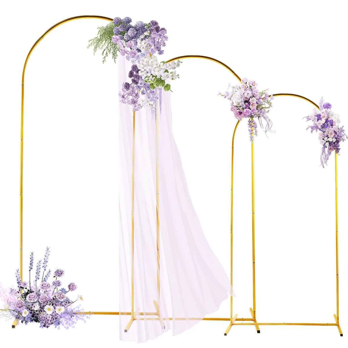 Golden Metal Arch Kit, Adjustable Portable Backdrop Stand in 6FT, 6.2FT and 7.2FT Sizes for Party Balloon Decor - product view 1