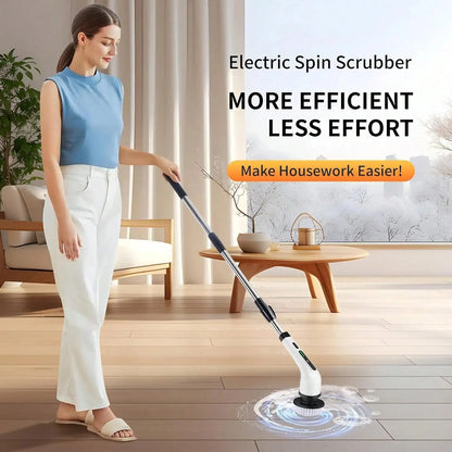 Electric Spin Scrubber, Cordless Waterproof Bathroom Cleaning Brush With Adjustable Handle, 9-in-1 US Version - product view 2