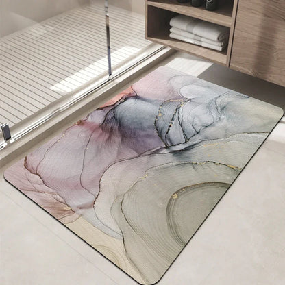 Geometric Entryway Rug, Waterproof Anti-Slip Quick-Dry Polyester Bath Mat, Machine-Made Floor Mat in 5 Sizes and 6 Colors - product view 6
