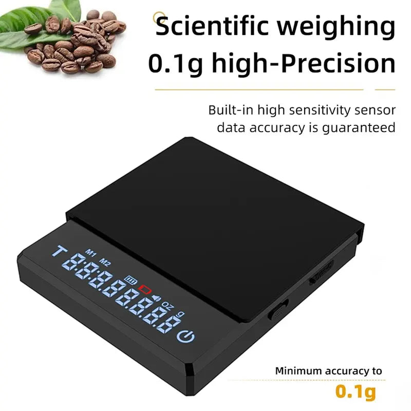 Digital Kitchen Scale, Mini Portable Coffee Scale with Timer, 2kg Capacity, 0.1g Precision and g/oz/ml Units - product view 3