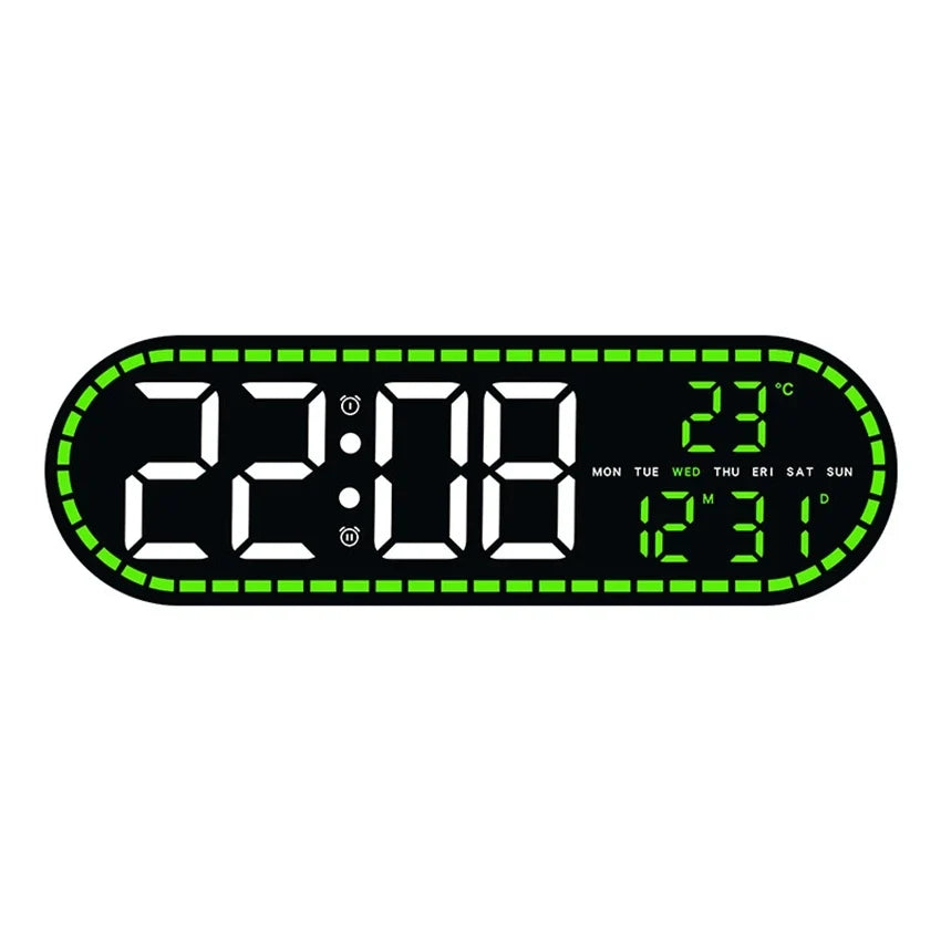 Digital Wall Clock with Temperature, Date and Week Display, 12/24-Hour Format, 4-Level Brightness for Home - product view 2