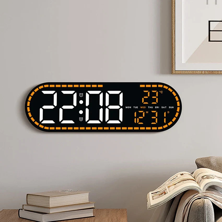 Digital Wall Clock with Temperature, Date and Week Display, 12/24-Hour Format, 4-Level Brightness for Home - product view 6