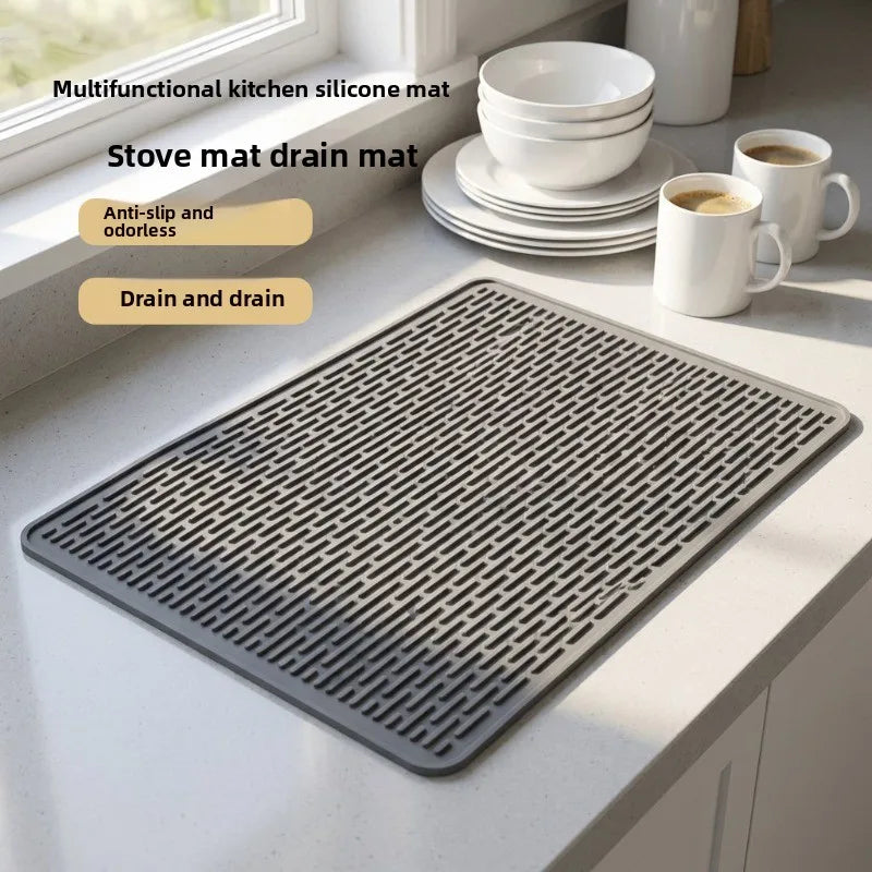Silicone Kitchen Counter Mat, Heat-Resistant Anti-Slip Dish Drying Pad, 70 × 50cm or 50 × 31cm - product view 3