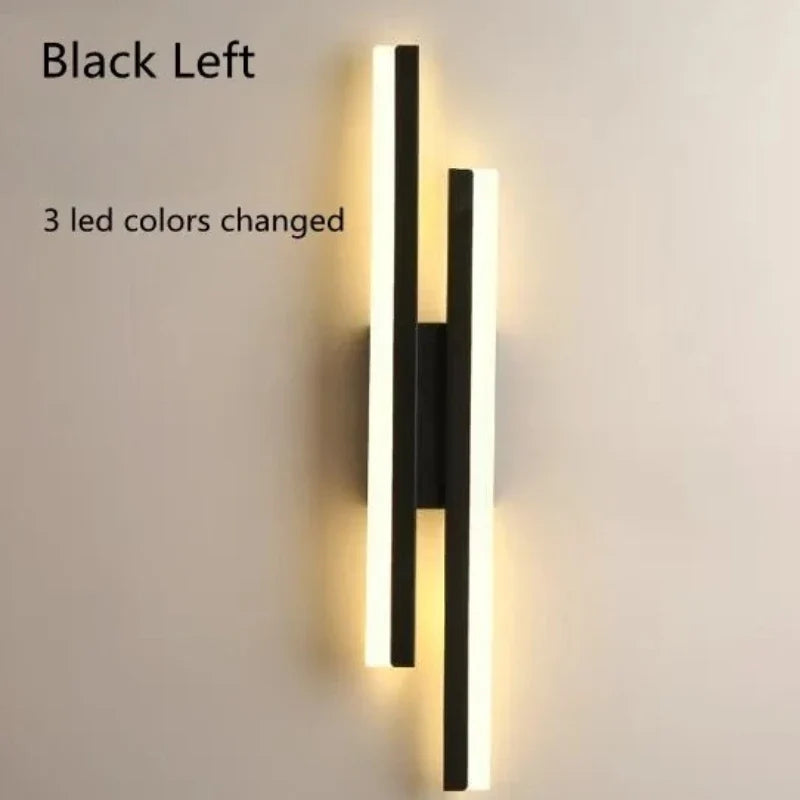 Modern LED Wall Sconce, Dimmable, Three Color Settings, Iron and Acrylic, Gold or Black for Bedroom and Hallway - product view 2