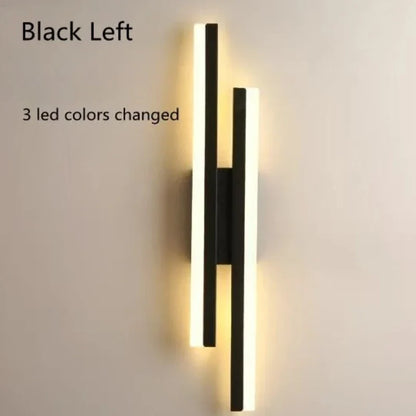 Modern LED Wall Sconce, Dimmable, Three Color Settings, Iron and Acrylic, Gold or Black for Bedroom and Hallway - product view 2