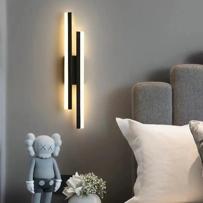 Modern LED Wall Sconce, Dimmable, Three Color Settings, Iron and Acrylic, Gold or Black for Bedroom and Hallway - product view 5