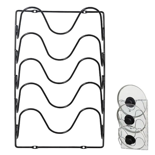 5-Tier Wall-Mounted Pot Lid Rack, Iron Kitchen Organizer with 6 cm Spacing for Lids, Cutting Boards, Trays and Dishcloths - product view 1