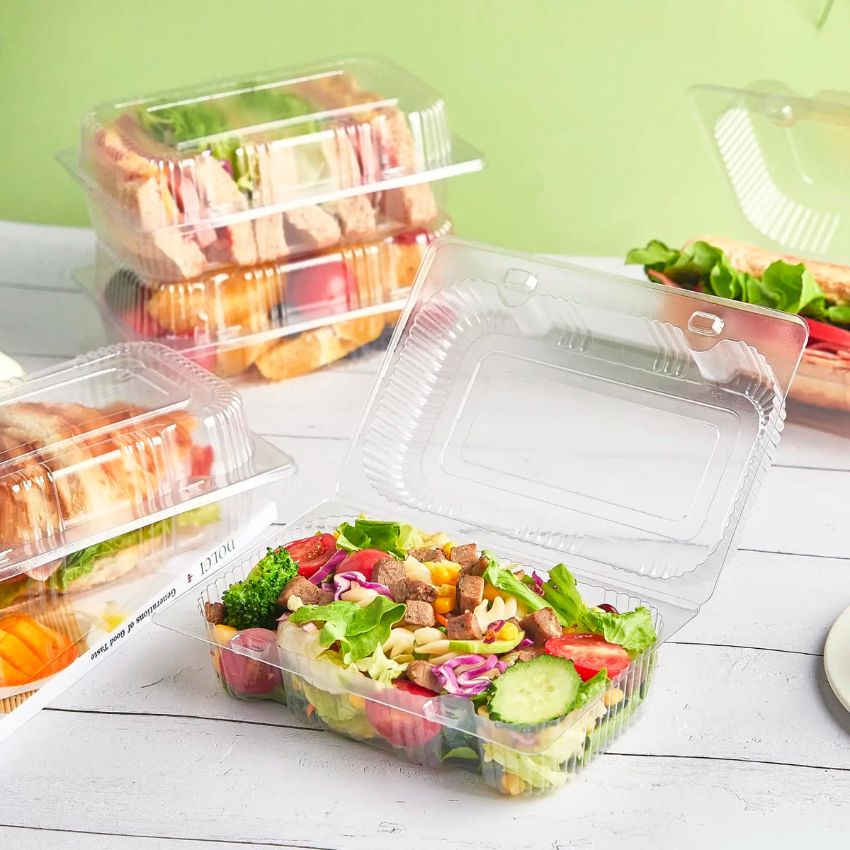 50-Piece Clear Plastic Food Storage Boxes, Disposable Containers for Fruit, Sushi, Dessert, Takeout, Parties and Picnics - product view 5