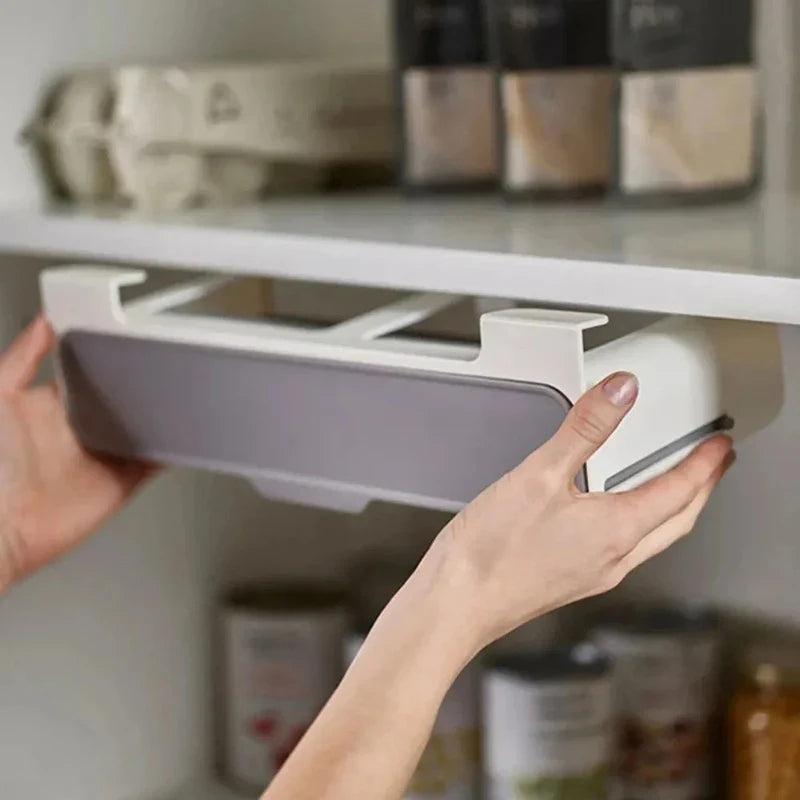 Spice Rack, Self-Adhesive Wall-Mounted Under-Shelf Organizer with 6 Seasoning Bottles, Plastic Kitchen Storage - product view 4