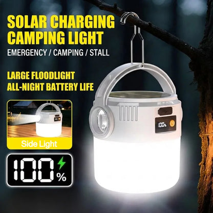 Solar and USB Rechargeable Camping Lantern, Adjustable LED Emergency Light with Hanging Hook, ABS Body, 800mAh or 2-Pack - product view 3