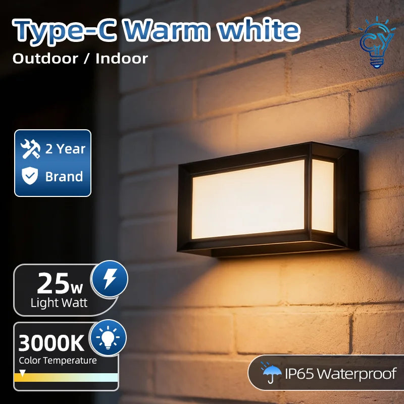 Outdoor LED Porch Light, IP65 Waterproof Plastic Wall Lamp, 85-265V AC, Warm or Cold White, 1pc or 2pcs - product view 3