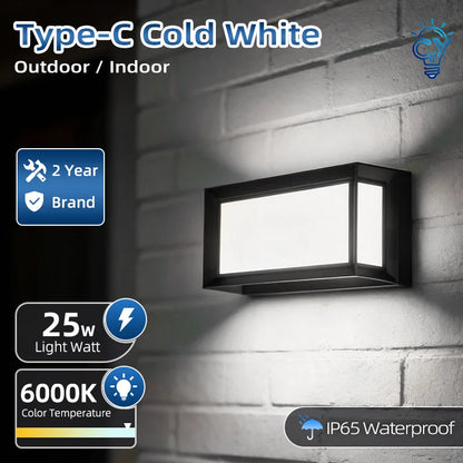 Outdoor LED Porch Light, IP65 Waterproof Plastic Wall Lamp, 85-265V AC, Warm or Cold White, 1pc or 2pcs - product view 6