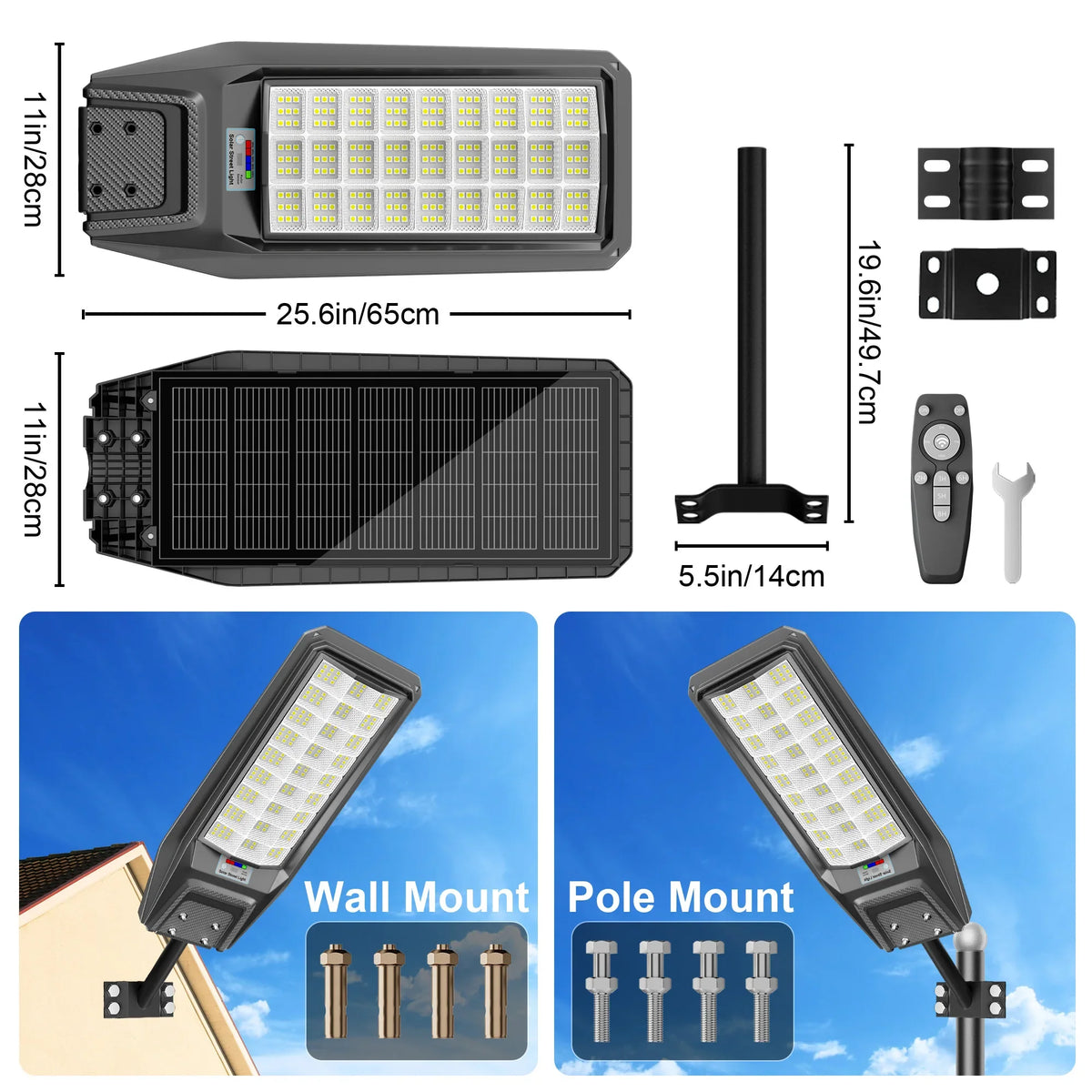 Outdoor Solar Motion Sensor Light, Remote Control, Dimmable Brightness, 12–18 Hour Use, 8 m Wireless Control for Yard - product view 3